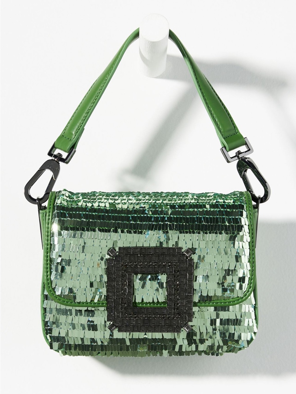 Bibi Lou Baku 💚 Green Sequin Shoulder Bag Baguette clutch evening Anthropologie